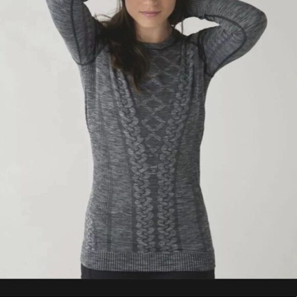 LULULEMON Rest Less Top Heathered Black 4 EUC - Picture 1 of 4